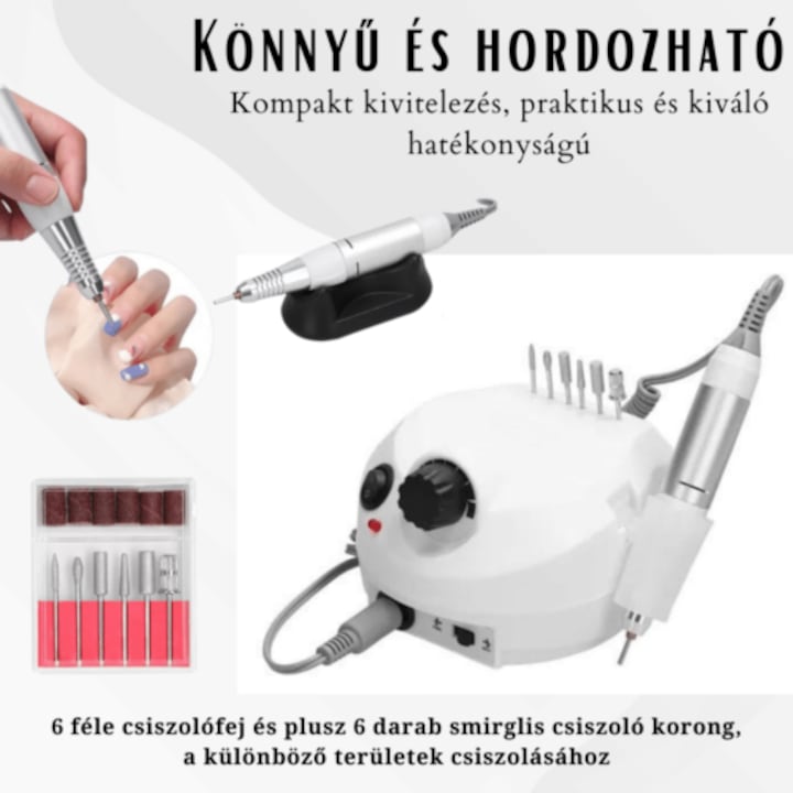 AOVO Fehér Nail Drill Professzionális Elektromos körömcsiszoló