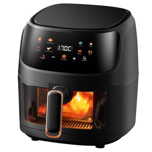 AOVO Air Fryer Digitális kijelző, Olaj nélküli forró levegős sütő, 8 funkció 6L, 1400W