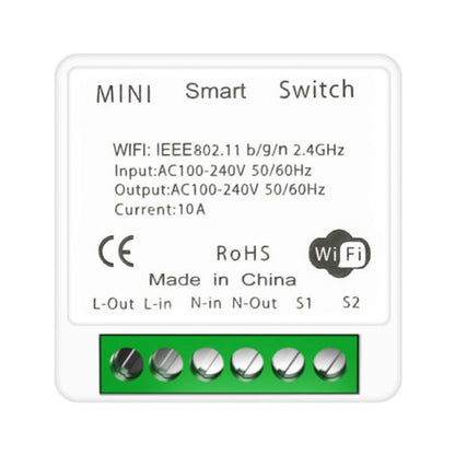 AOVO Smart Switch Wi-Fi, intelligens relé, Tuya Smart Life, hangvezérlés és automatizálás Alexa, Google Home, 16A, 100-240V, 50-60 Hz