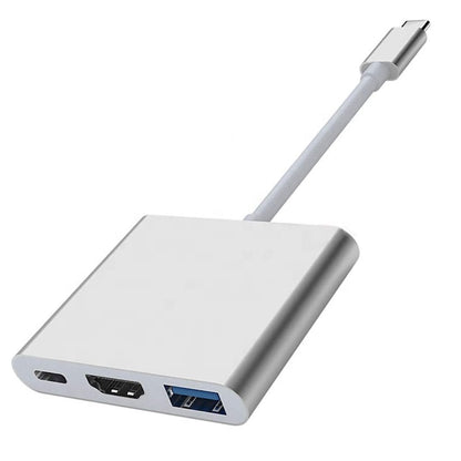 AOVO 3 az 1-ben USB-C Hub, HDMI 4K, USB 3.0, 100W Tápellátás, Szürke