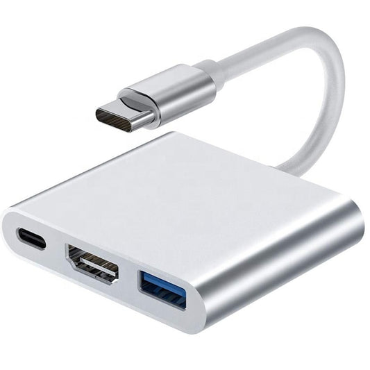 AOVO 3 az 1-ben USB-C Hub, HDMI 4K, USB 3.0, 100W Tápellátás, Szürke